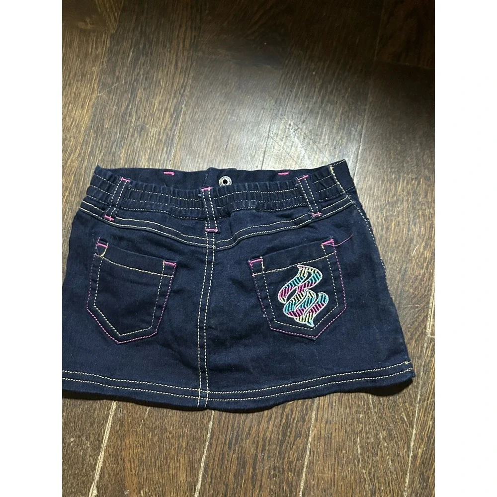 Rocawear‎ Denim Mini Skirt Toddler 6/9M Blue Jean Skort Elastic Y2K Streetwear
